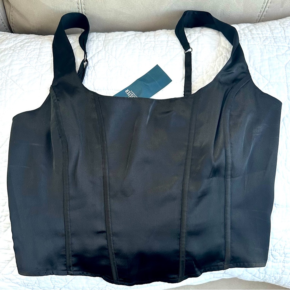 NWT, Hollister Co., Black Satin Tank Top, Size Medium